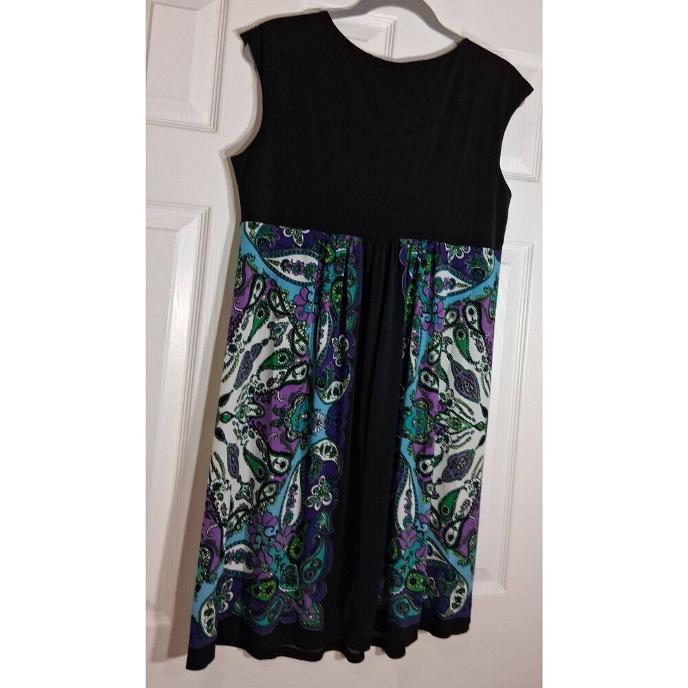 Studio 1 womens size 12 dress large shift paisley purple stretch square neck - Picture 3 of 9